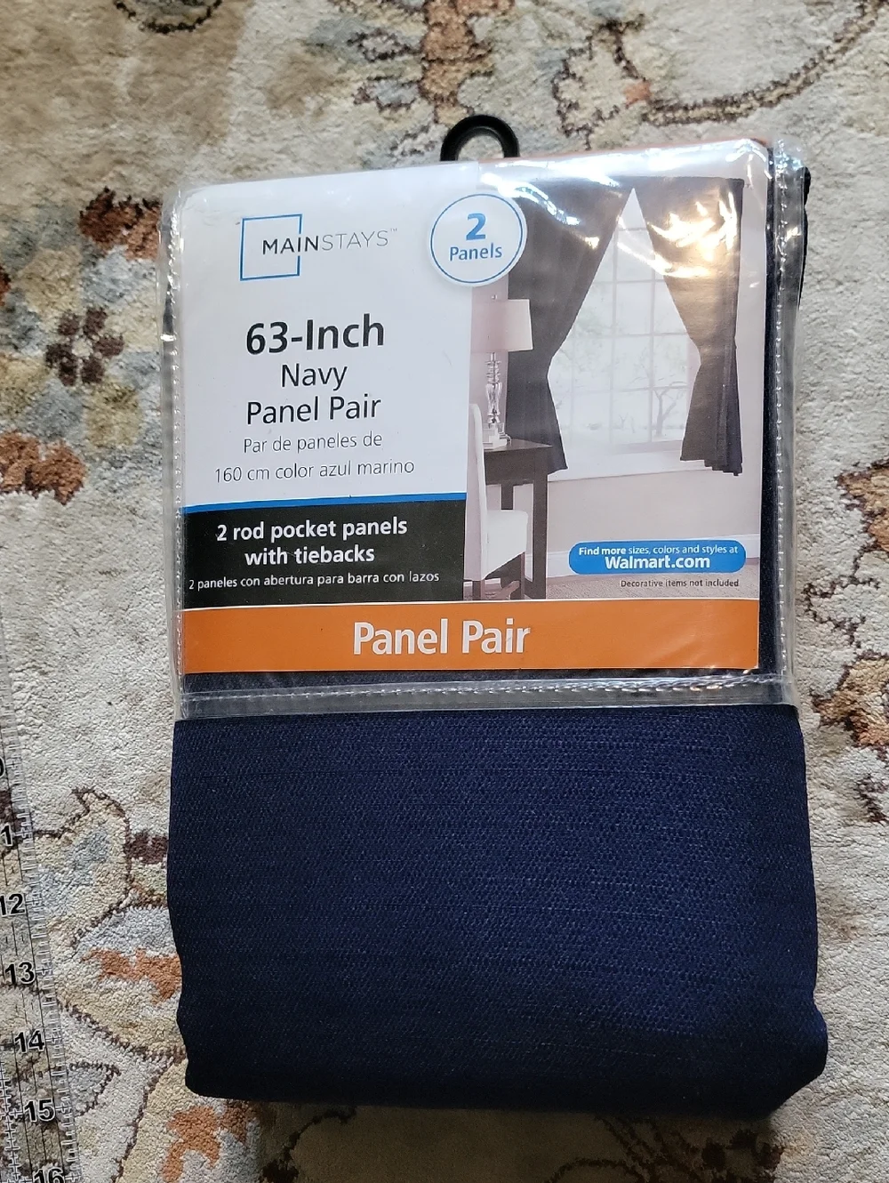 N̈EW Mainstays Navy Curtain Panel Pair 63